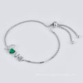 Jóias de venda quente S925 prata pulseira ajustável esmeraldas